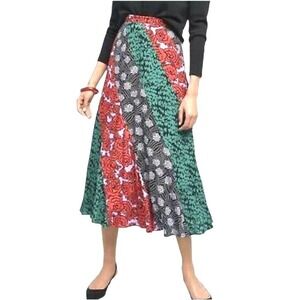 ANTHROPOLOGIE Maeve Foster Patch Work Skirt Bias Floral SZ 14